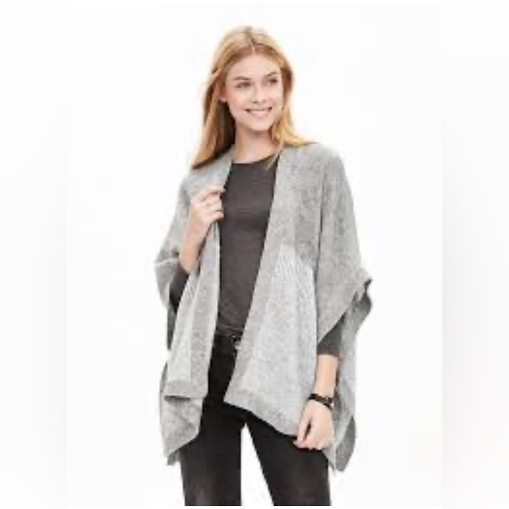 Banana Republic, Birdseye Sweater Poncho, xs/s, Grey, merino wool blend